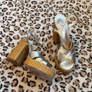 SCHUTZ Metallic Gold Platform Heels